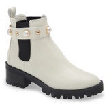 Karl Lagerfeld Paris Pola Imitation Pearl Chelsea Bootie_BONE LEATHER