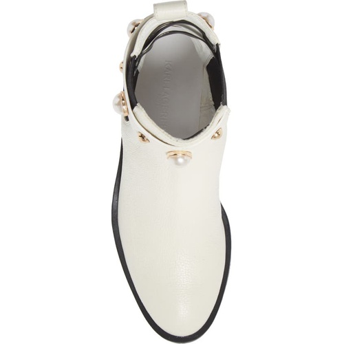  Karl Lagerfeld Paris Pola Imitation Pearl Chelsea Bootie_BONE LEATHER