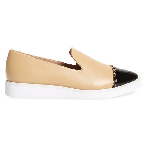  Karl Lagerfeld Paris Caralee Cap Toe Slip-On Sneaker_BEIGE/ BLACK LEATHER