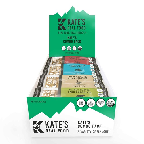  KATES Kate’s Real Food Organic Energy Bars, Non-GMO, All-Natural Ingredients, Gluten-Free and Soy-Free Healthy Snack with Natural Flavors (Pack of 6)