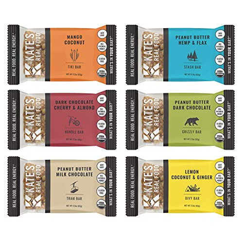  KATES Kate’s Real Food Organic Energy Bars, Non-GMO, All-Natural Ingredients, Gluten-Free and Soy-Free Healthy Snack with Natural Flavors, Dark Chocolate Mint (Pack of 6)