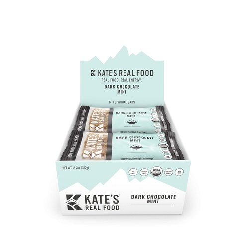  KATES Kate’s Real Food Organic Energy Bars, Non-GMO, All-Natural Ingredients, Gluten-Free and Soy-Free Healthy Snack with Natural Flavors, Dark Chocolate Mint (Pack of 6)