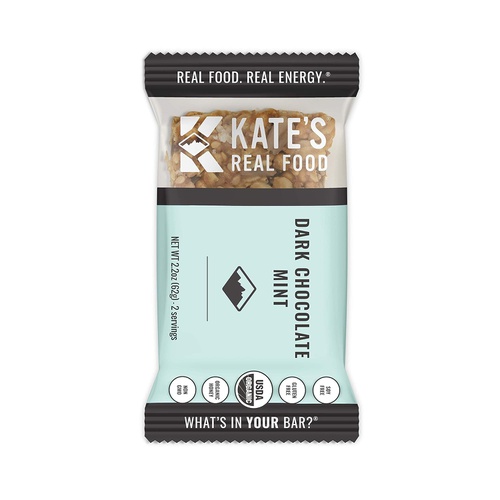  KATES Kate’s Real Food Organic Energy Bars, Non-GMO, All-Natural Ingredients, Gluten-Free and Soy-Free Healthy Snack with Natural Flavors, Dark Chocolate Mint (Pack of 6)