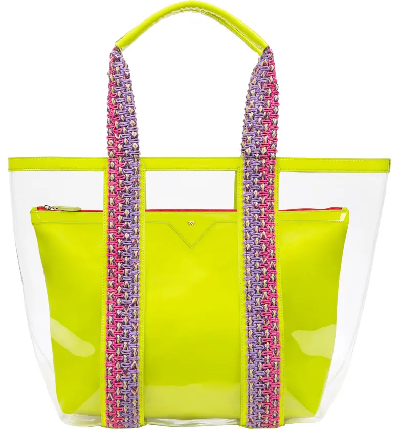Kelly Wynne Bring on the Beach Clear Tote_NEON YELLOW/ CLEAR