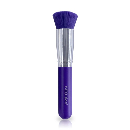  Flat Top Kabuki Foundation Brush By Keshima - Premium Makeup Brush for Liquid, Cream, and Powder - Buffing, Blending, and Face Brush (Regular Size, Neon Purple)
