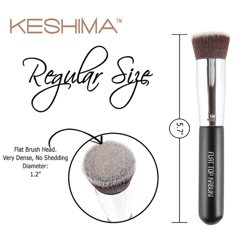  Flat Top Kabuki Foundation Brush By Keshima - Premium Makeup Brush for Liquid, Cream, and Powder - Buffing, Blending, and Face Brush