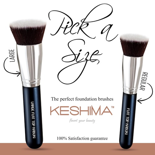  Flat Top Kabuki Foundation Brush By Keshima - Premium Makeup Brush for Liquid, Cream, and Powder - Buffing, Blending, and Face Brush