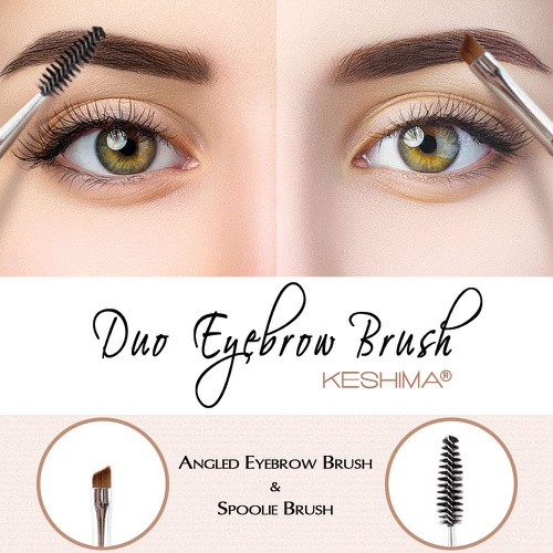  Duo Eyebrow Brush by Keshima - Premium Quality Angled Eye Brow Brush and Spoolie Brush