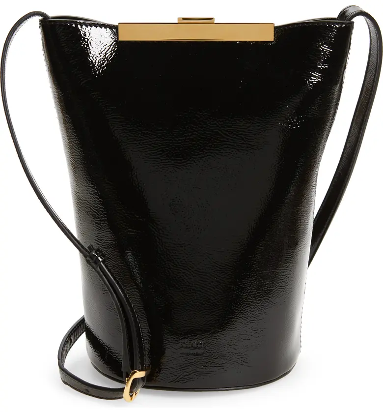 Khaite Etta Patent Leather Shoulder Bag_BLACK