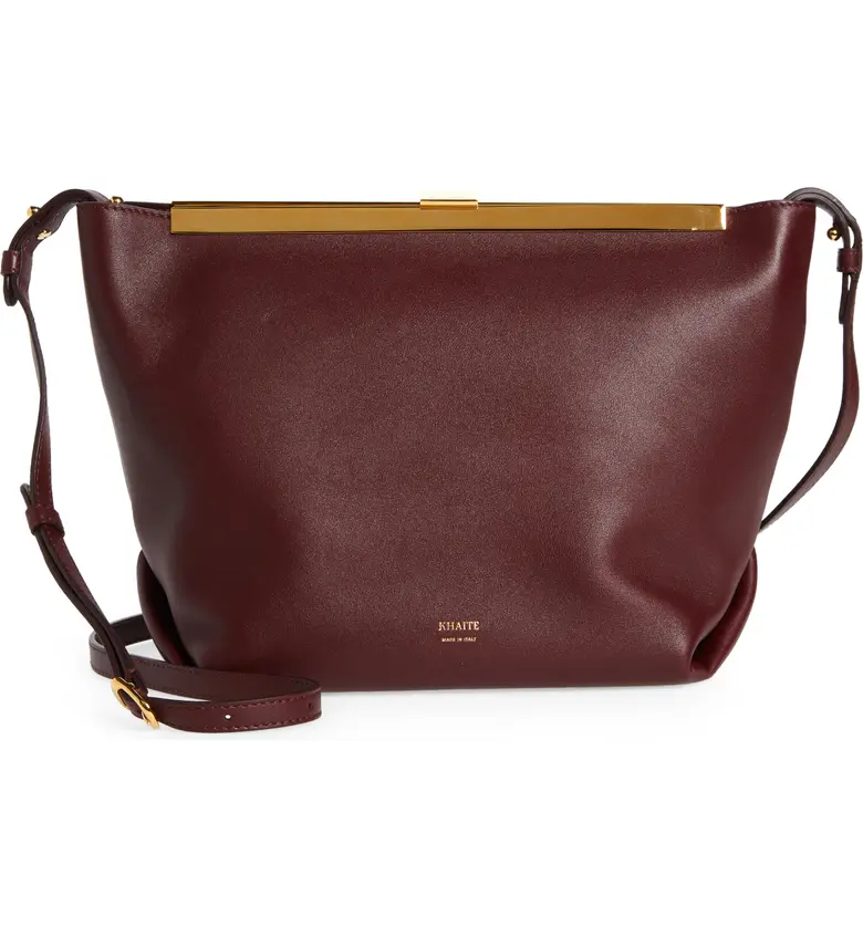 Khaite The Augusta Envelope Pleat Leather Crossbody Bag_DEEP RED