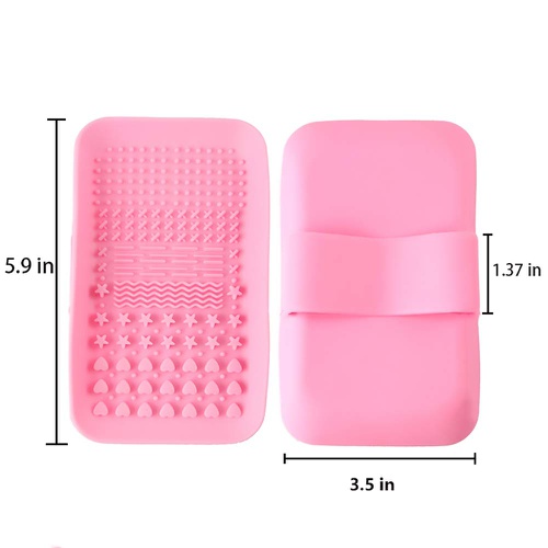  KHXXJCY 2 Pack Makeup Brush Cleaning Mat, Silicone Makeup Brush Cleaning Mat, Portable Makeup Brush Cleaner Pad, Cosmetic Brush Washing Tool for Valentines Day (Pink+Blue)