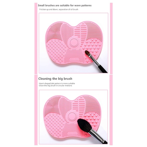  KHXXJCY 2 Pack Makeup Brush Cleaning Mat, Silicone Makeup Brush Cleaning Mat, Portable Makeup Brush Cleaner Pad, Cosmetic Brush Washing Tool for Valentines Day (Pink+Blue)