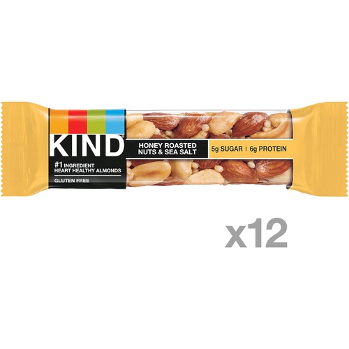  KIND Bars, Dark Chocolate Nuts & Sea Salt, Gluten Free, Low Sugar, 1.4oz, 12 Count