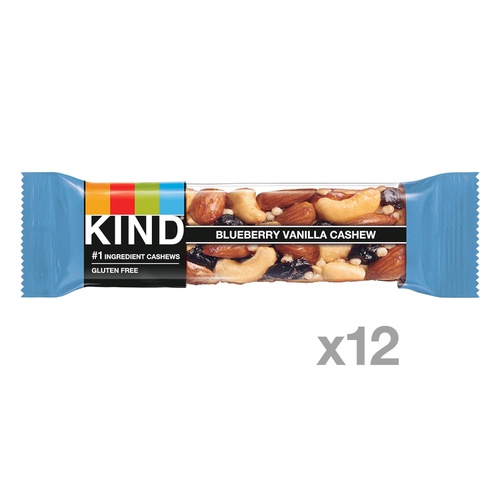  KIND Bars, Blueberry Vanilla & Cashew, Gluten Free, Low Sugar, 1.4oz, 12 Count