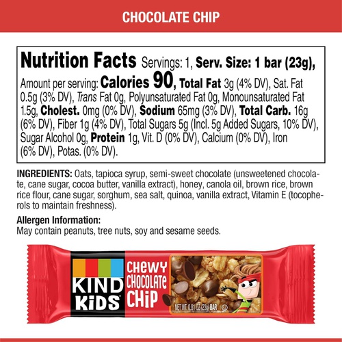  KIND Kids Granola Chewy Bar, Chocolate Chip, 6 Count (Pack of 8)