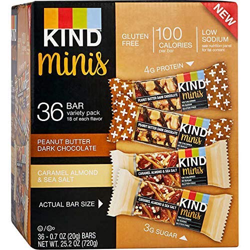  KIND Peanut Butter Dark Chocolate and Caramel Almond & Sea Salt bars,Gluten Free, 1.4 Ounce Bars (.Minis Variety Pack, 36 Bars)
