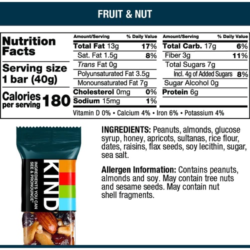  KIND KIND KIND Bars, Fruit & Nut, Gluten Free, Low Sugar, 1.4 Ounce Bars, (Packaging May Vary) (Pack of 12)