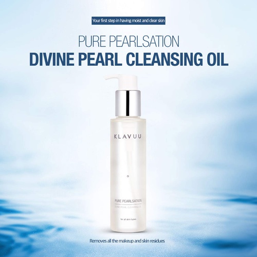  KLAVUU Pure Pearlsation Divine Pearl Cleansing Oil 150ml (5.1 fl.oz.) - Deep Pore Cleansing with Premium Pearl Extract, Skin Shine and Clearing, One Step Makeup Cleanser