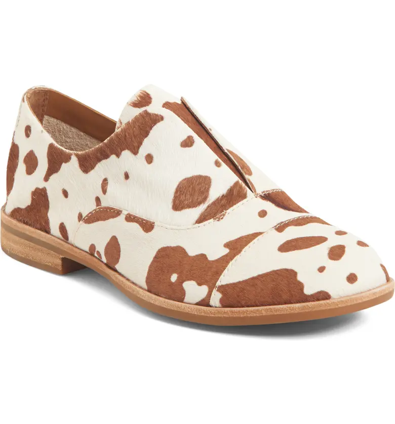 Kork-Ease Nottingham Flat_CREAM/ BROWN COW PRINT