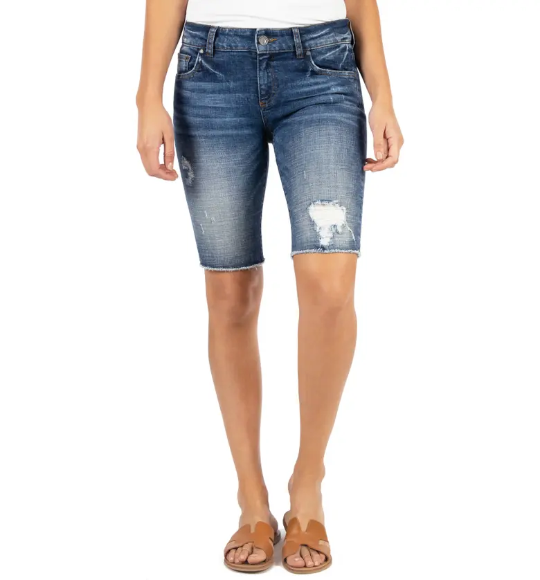 KUT from the Kloth Sophie Distressed Denim Bermuda Shorts_INCLUDE