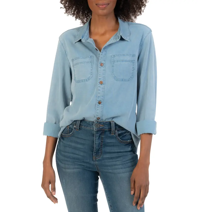 KUT from the Kloth Linda Denim Button-Up Shirt_FORCEFUL