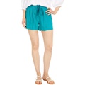 KUT from the Kloth Smocked Waistband Stretch Linen Shorts with Drawcord & Porkchop Pockets