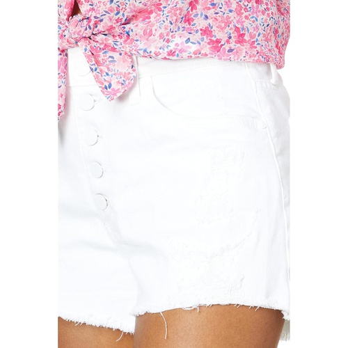  KUT from the Kloth Jane High-Rise Shorts Patch Front-wu002F Exposed Button-Fray Hem