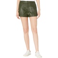 KUT from the Kloth Willa Coated Denim Pleated Shorts in Olive