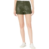 KUT from the Kloth Willa Coated Denim Pleated Shorts in Olive