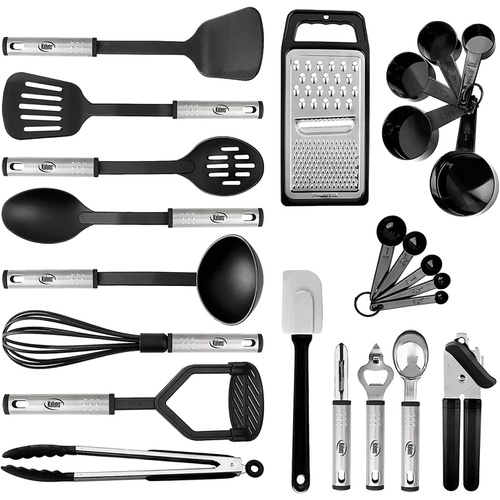  Kaluns Kitchen Utensil Set 24 Nylon and Stainless Steel Utensil Set, Non-Stick and Heat Resistant Cooking Utensils Set, Kitchen Tools, Useful Pots and Pans Accessories and Kitchen Gadgets