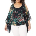 Karen Kane Womens Plus Size Cold Shoulder Scarf Top