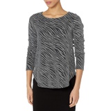 Karen Kane Womens Metallic Knit Shirttail Top