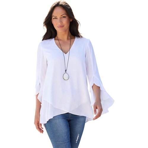  Karen Kane Ruffle Sleeve Crossover Top