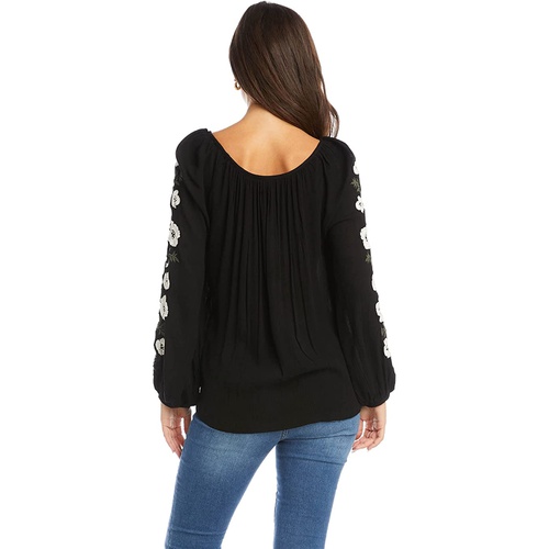  Karen Kane Embroidered Sleeve Top