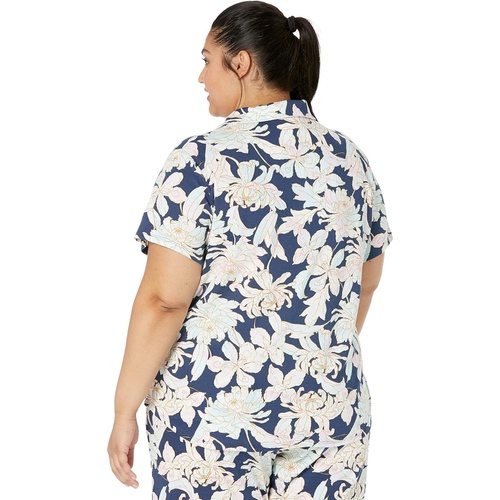  Karen Neuburger Plus Size Blue Sky Short Sleeve Girlfriend Capris PJ