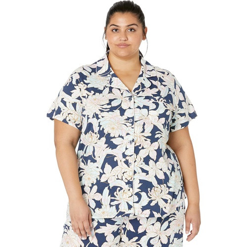  Karen Neuburger Plus Size Blue Sky Short Sleeve Girlfriend Capris PJ