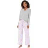 Karen Neuburger Long Sleeve Split-Neck Tee PJ Set