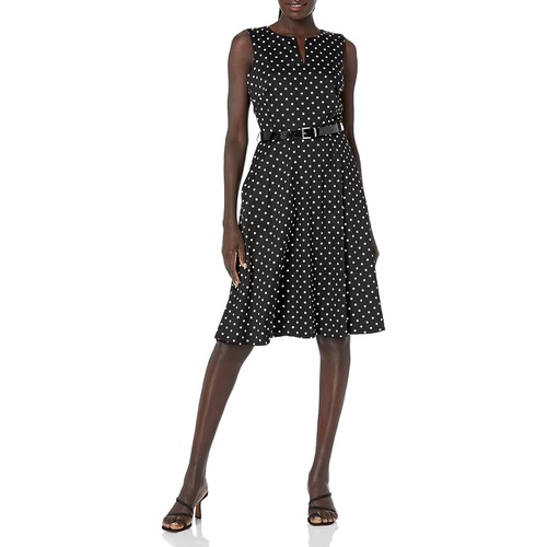  Karl Lagerfeld Paris Womens Polka Dot Cotton Fit and Flare Dress