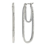 Karl Lagerfeld Paris Elongated Pave Hoop Earrings