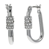 Karl Lagerfeld Paris Oval Hoop wu002F Pave Earrings