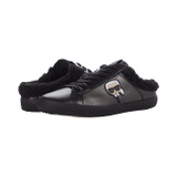Karl Lagerfeld Paris Metallic Leather Faux Fur Lined Backless Sneaker On Banded Sole