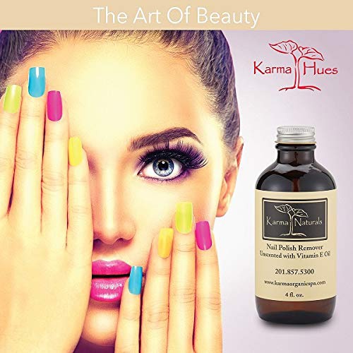  Karma Organic Natural Nail Polish Remover Unscented - Non Toxic, Vegan, Cruelty Free, Acetone free  Nails Strengthener for Fingernails  4 fl. Oz