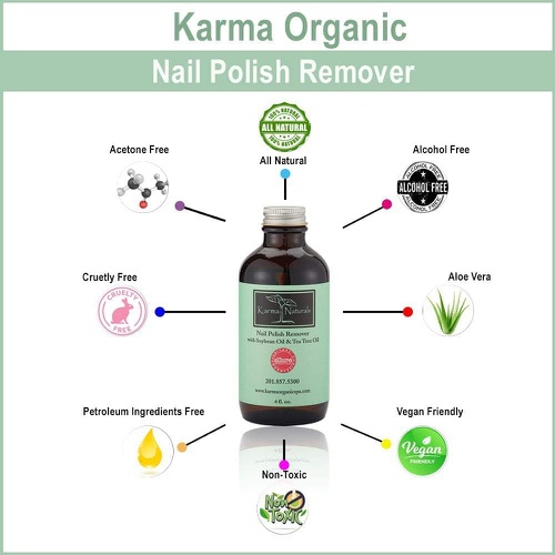  Karma Organic Nail Polish Remover-Tea Tree Oil Based Formula, moisturize and Nourish Nails