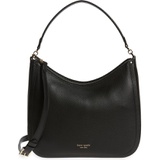 kate spade new york roulette large leather hobo bag_TRUE BLACK