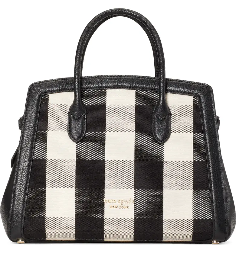 kate spade new york knott gingham medium satchel_BLACK MULTI