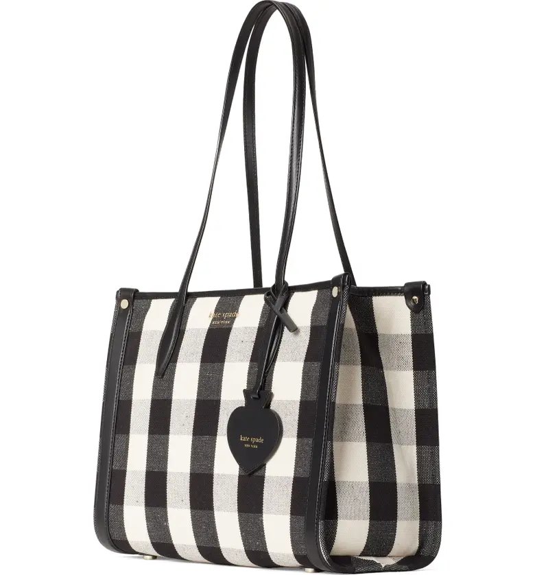 케이트스페이드 kate spade new york market medium gingham tote_BLACK MULTI