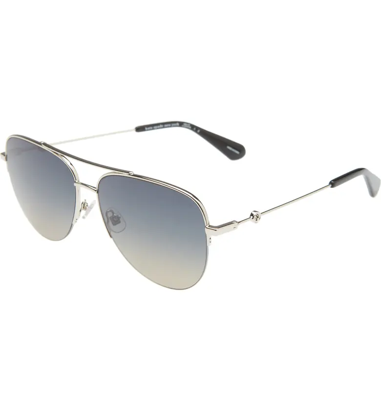 케이트스페이드 kate spade new york maisie 60mm gradient aviator sunglasses_SILVER/ GREY