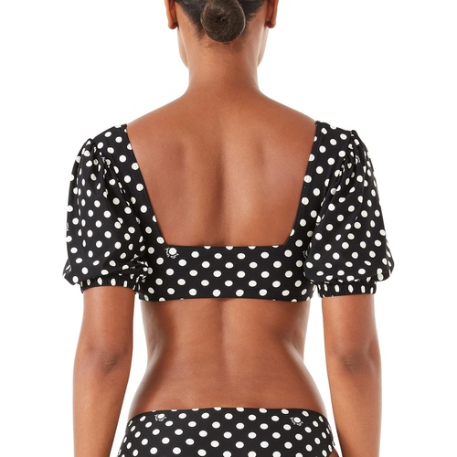 케이트스페이드 Kate Spade New York Lia Logo Dot Puff Sleeve Bikini Top