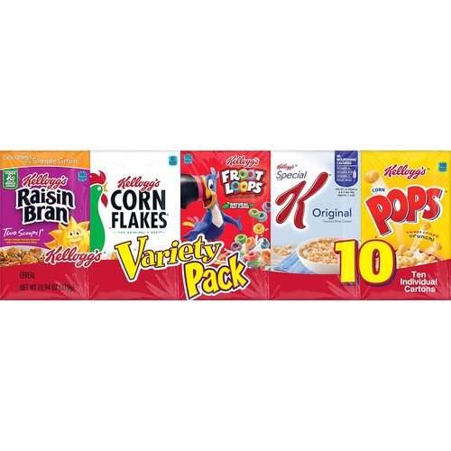  Kelloggs Corn Flakes Special K Assorted Variety Pack, 10 ct