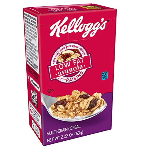  Kelloggs Breakfast Cereal, Low Fat Granola with Raisins, Low Fat, Good Source of Fiber, Single Serve, 2.2 oz Box(Pack of 70)